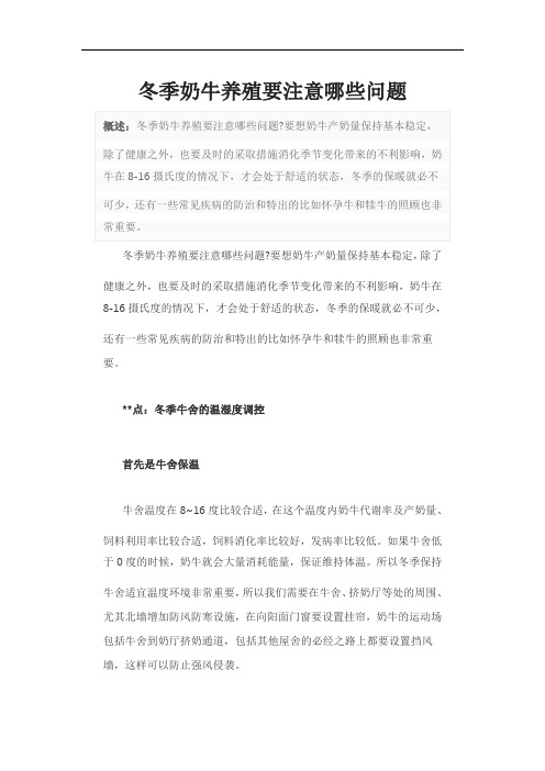冬季奶牛养殖要注意哪些问题