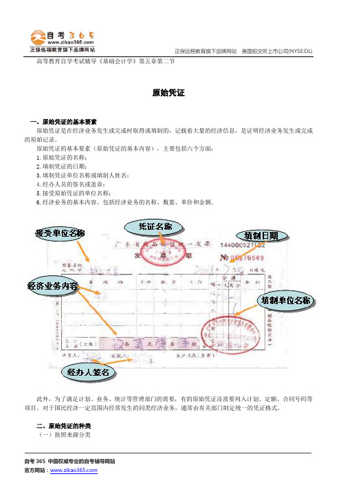 原始凭证--高等教育自学考试辅导《基础会计学》第五章第二节讲义