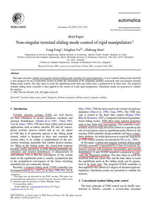 (I已打印)Non-singular terminal sliding mode control of rigid manipulators