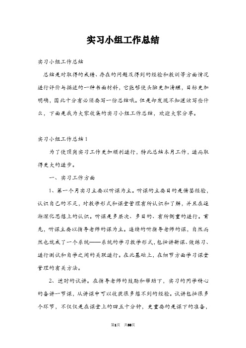 实习小组工作总结