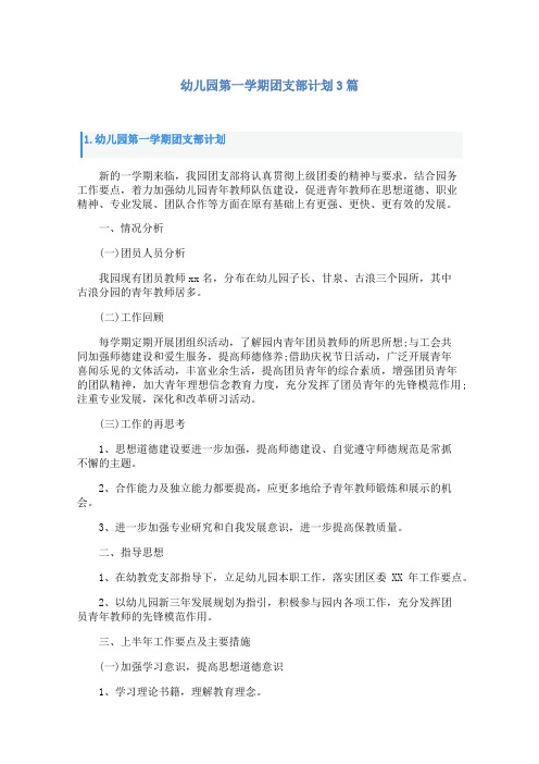 幼儿园第一学期团支部计划3篇