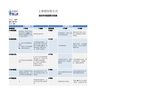 组织环境因素识别表