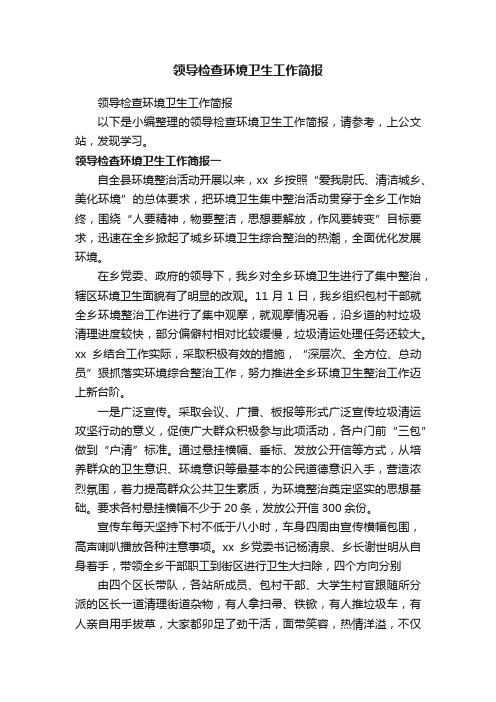 领导检查环境卫生工作简报