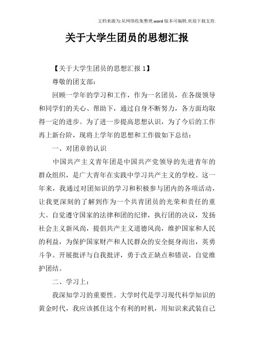 关于大学生团员的思想汇报