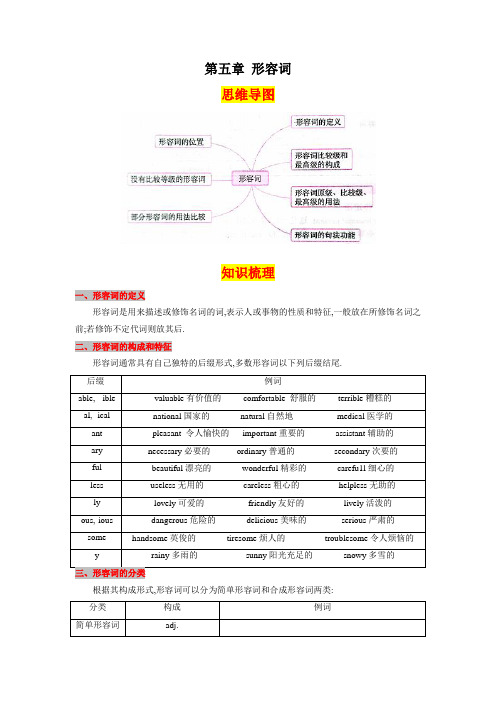 第五章形容词(思维导图+知识梳理+好题精炼)2022-2023初中英语中考语法归纳