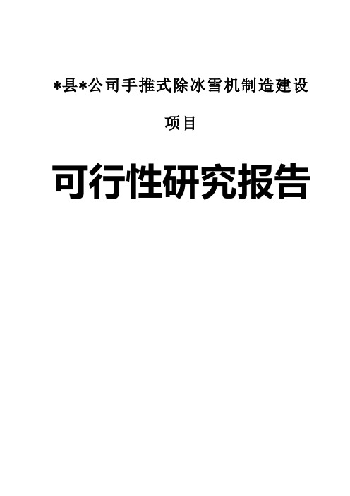 县公司手推式除冰雪机制造建设项目可行性研究报告
