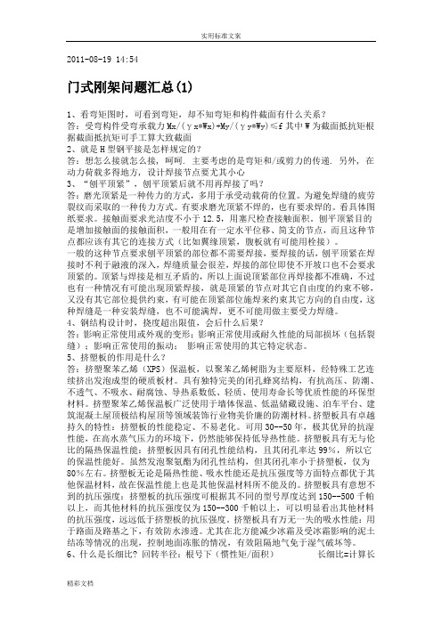 门式刚架问题汇总情况(1)