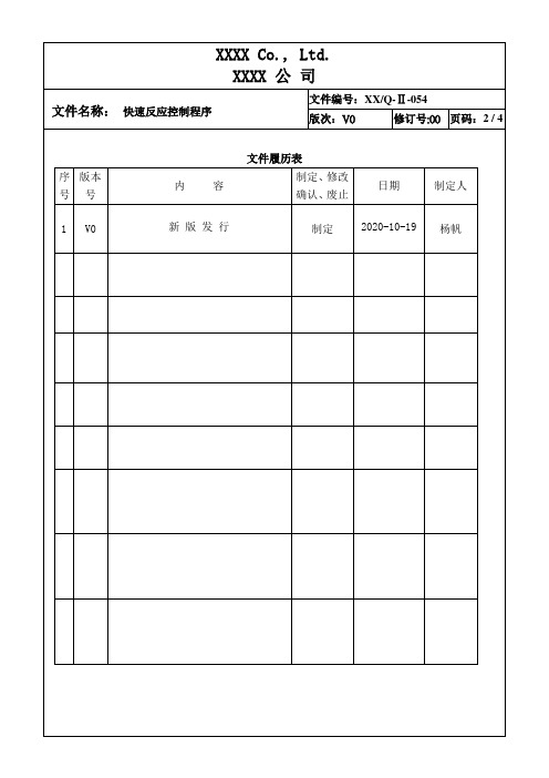 快速反应控制程序