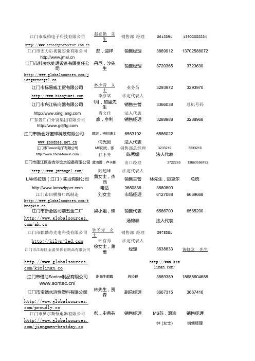 江门企业资料