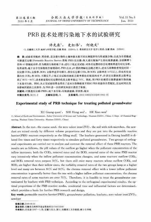 PRB技术处理污染地下水的试验研究