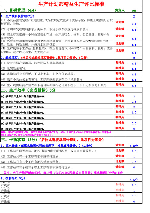 精益生产评比标准