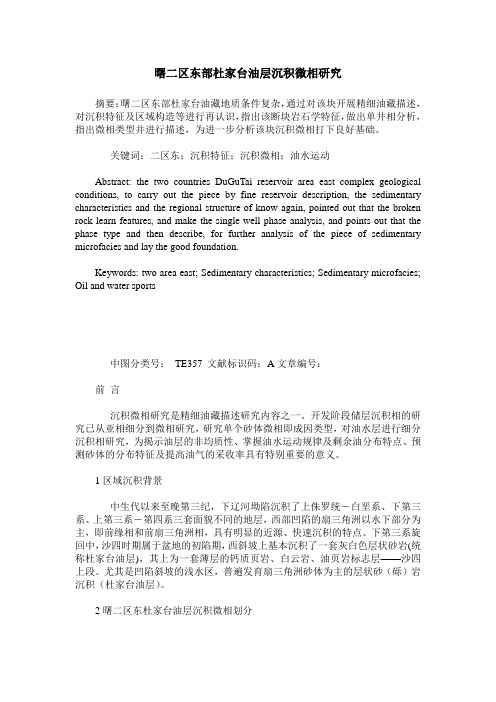 曙二区东部杜家台油层沉积微相研究