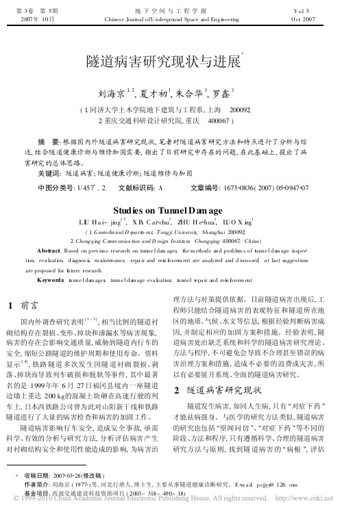 隧道病害研究现状与进展