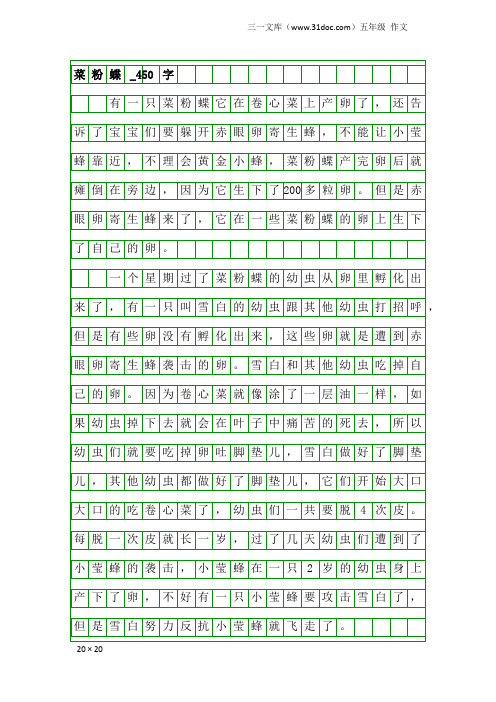五年级作文：菜粉蝶_450字