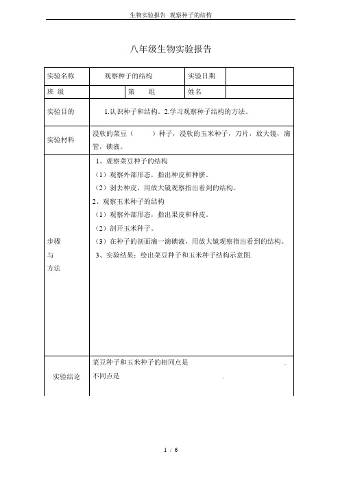 生物实验报告--观察种子的结构