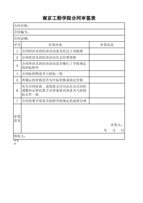 合同审签表(空)