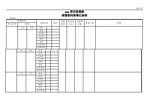 疫情期间消毒记录表