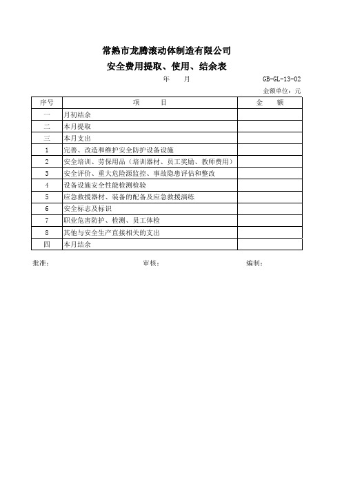 GB-GL-13-02《安全生产费用提取、使用、结余表》