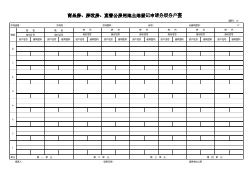 商品房房改房直管公房用地土地登记申请分层分户表