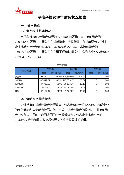 宇信科技2019年财务状况报告