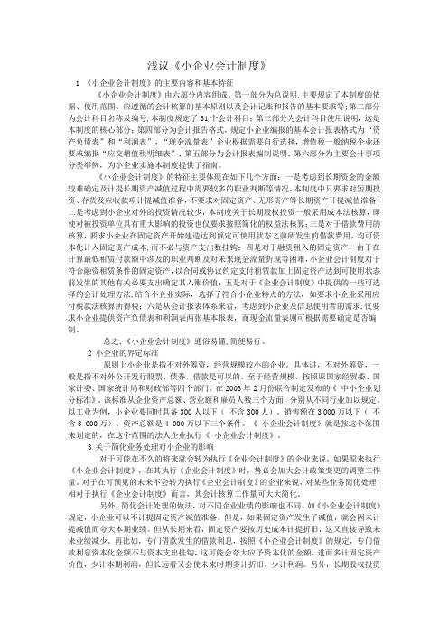 浅议小企业会计制度