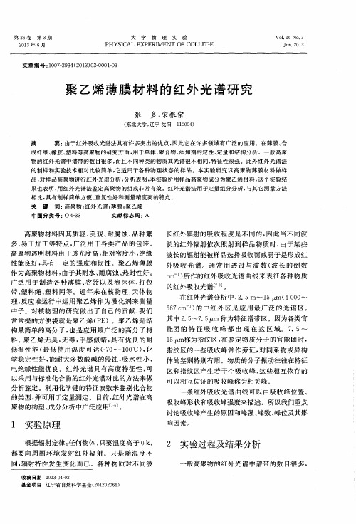 聚乙烯薄膜材料的红外光谱研究