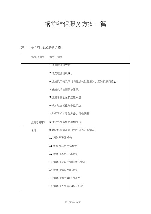 锅炉维保服务方案三篇