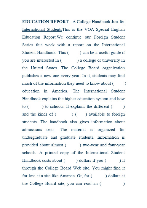 EDUCATION REPORT - A College Handbook Just for International Students