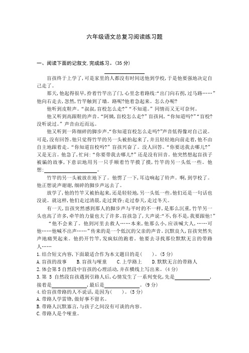 六年级语文总复习阅读练习题