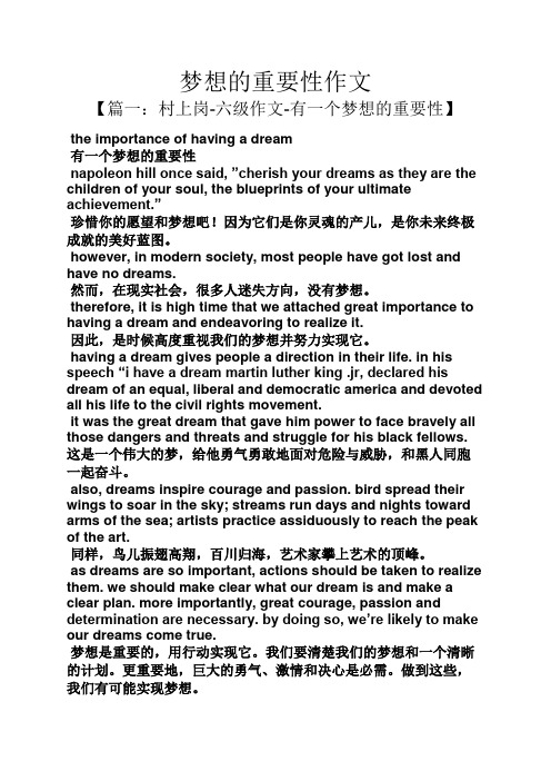 梦想作文之梦想的重要性作文
