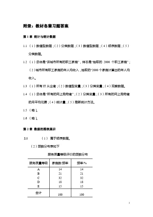 统计学贾俊平课后习题答案