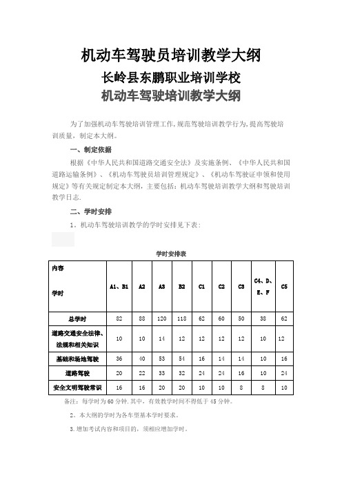 机动车驾驶员培训教学大纲