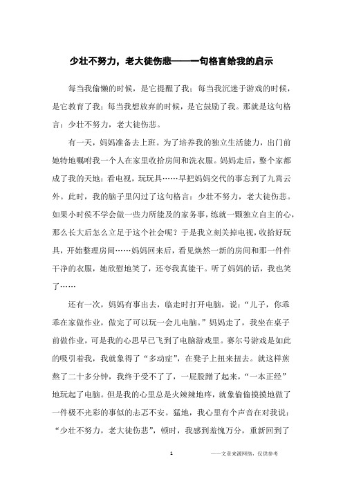少壮不努力,老大徒伤悲——一句格言给我的启示_小学生