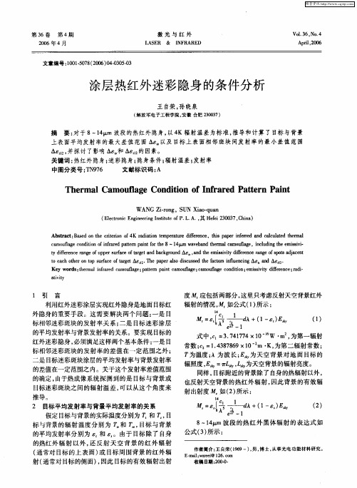 涂层热红外迷彩隐身的条件分析