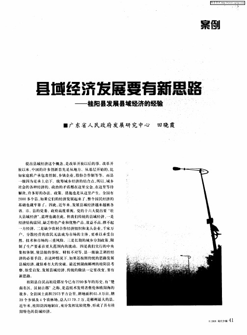 县域经济发展要有新思路——桂阳县发展县域经济的经验