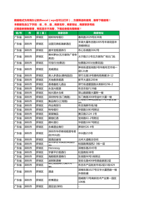 2020新版广东省深圳市罗湖区烟酒工商企业公司商家名录名单黄页联系电话号码地址大全417家