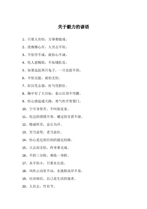 关于毅力的谚语