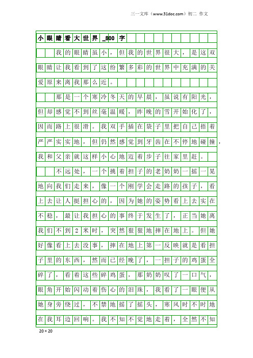 初二作文：小眼睛看大世界_800字