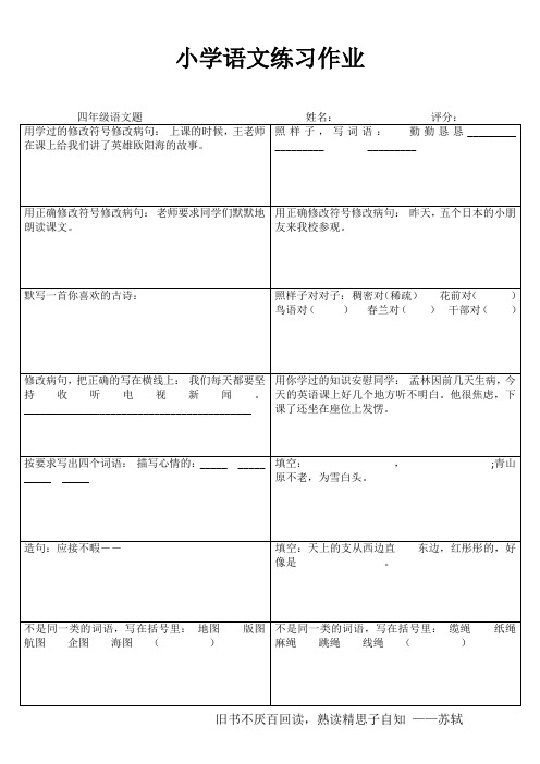 小学四年级语文提优训练IV (77)