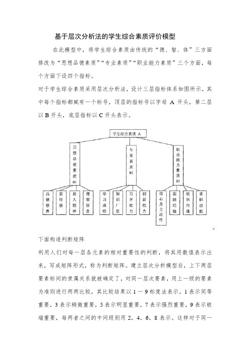 基于层次分析法的学生综合素质评价模型