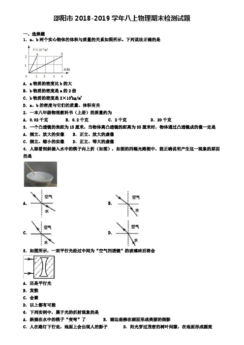 邵阳市2018-2019学年八上物理期末检测试题