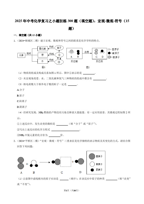 2025年中考化学复习之小题狂练300题(填空题)：宏观-微观-符号(15题)