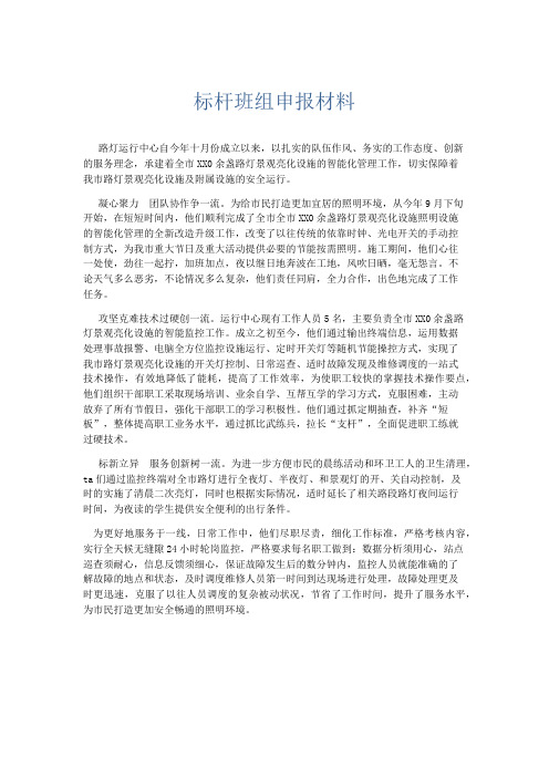 总结报告-标杆班组申报材料 精品