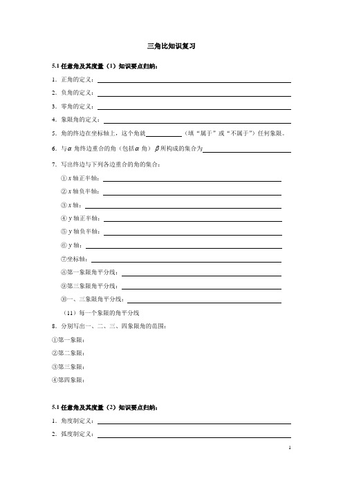 三角比知识复习