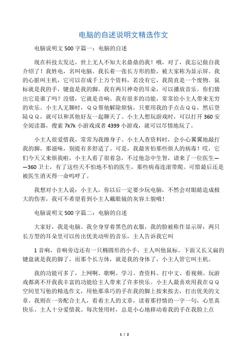 电脑的自述说明文精选作文
