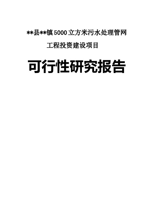某县某镇5000立方米污水处理管网工程投资建设项目可行性研究报告
