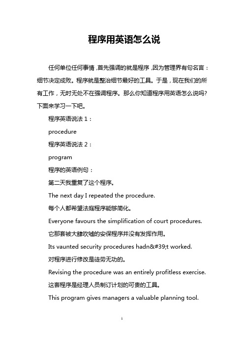 程序用英语怎么说