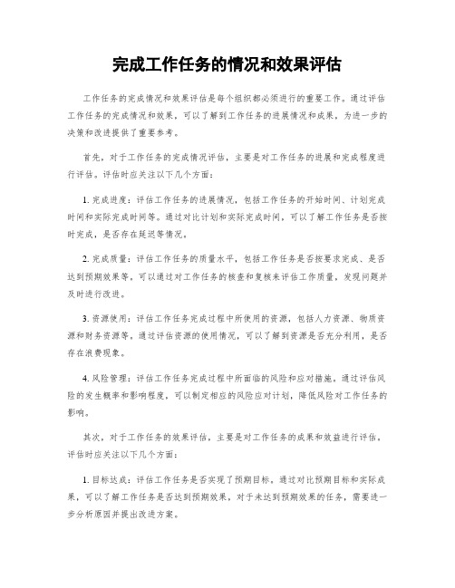 完成工作任务的情况和效果评估