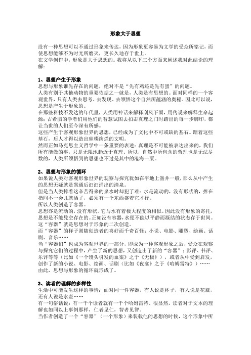 文学原理小论文：形象大于思想