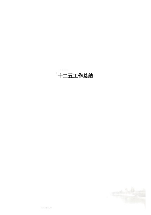 十二五工作总结